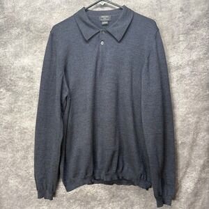 Brooks Brothers 346 Merino Wool Polo Sweater Men's Size L Navy Blue Preppy